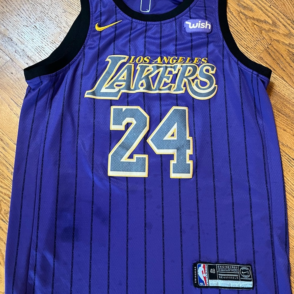 Kobe Bryant LA Lakers City Edition purple jersey with pinstripes